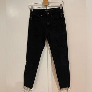 Black Skinny Jeans with Distressed Hem